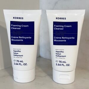 2x Travel Size Korres Foaming Facial Cleanser - Total 5 fl oz / 150 ml - Sealed
